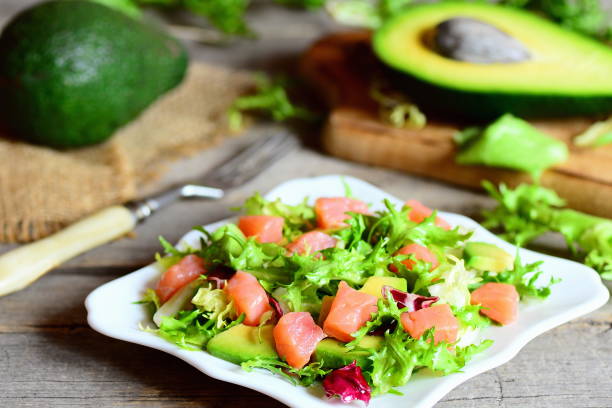 istock Salmon, avocado and lettuce salad 677978204