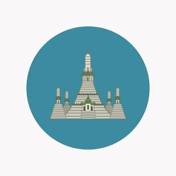 Vector illustration of Prang of Wat Arun, Bangkok ,Thailand