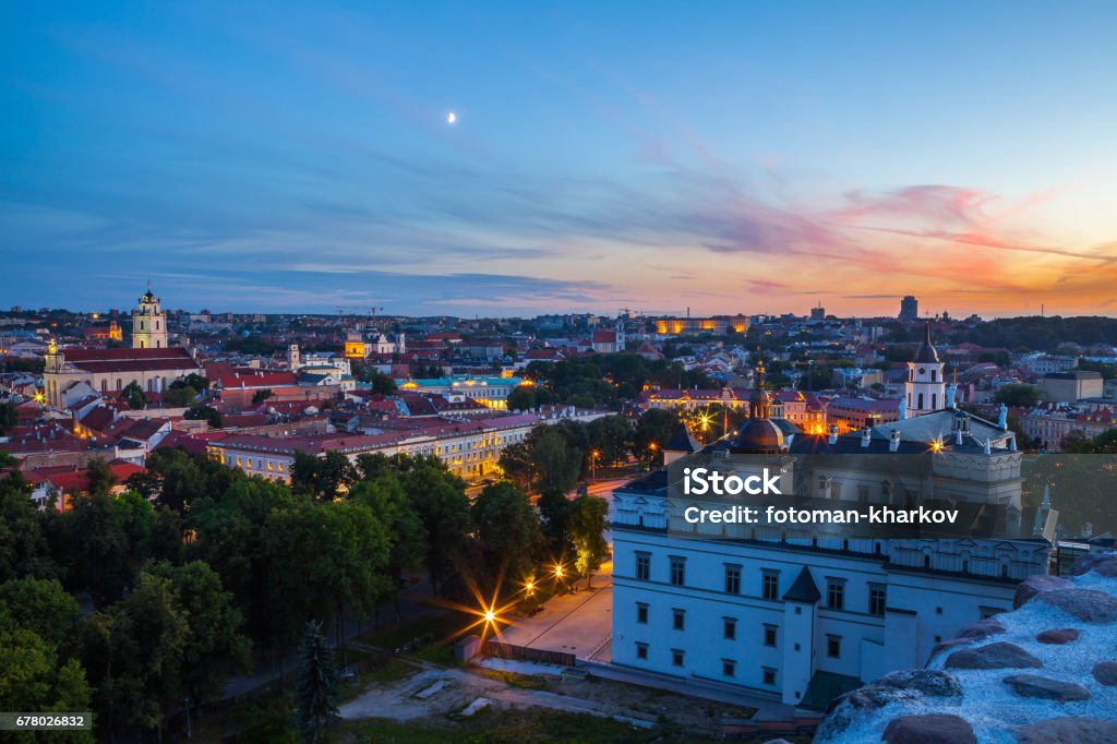 Palace of the Grand Dukes, Cathedral and city panoramic view. Lithuania. Vilnius Old Town. Lithuania Stock Photo