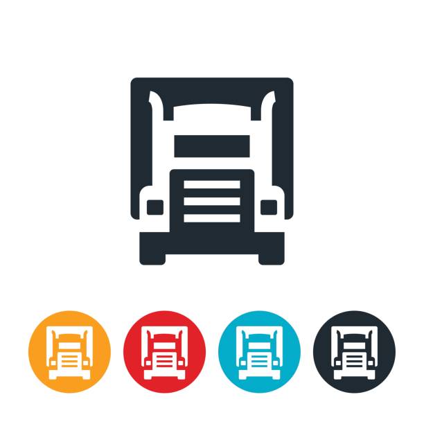 ilustraciones, imágenes clip art, dibujos animados e iconos de stock de camión icono de productos - trucking