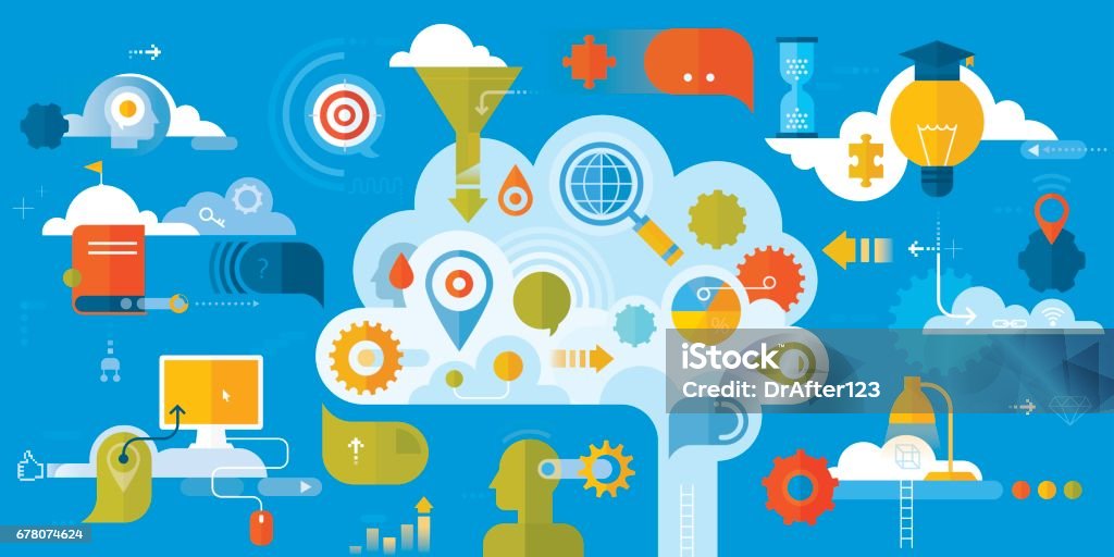 Learning Background Blue Learning Horizontal Blue Background Stock Illustration - Download Image ...