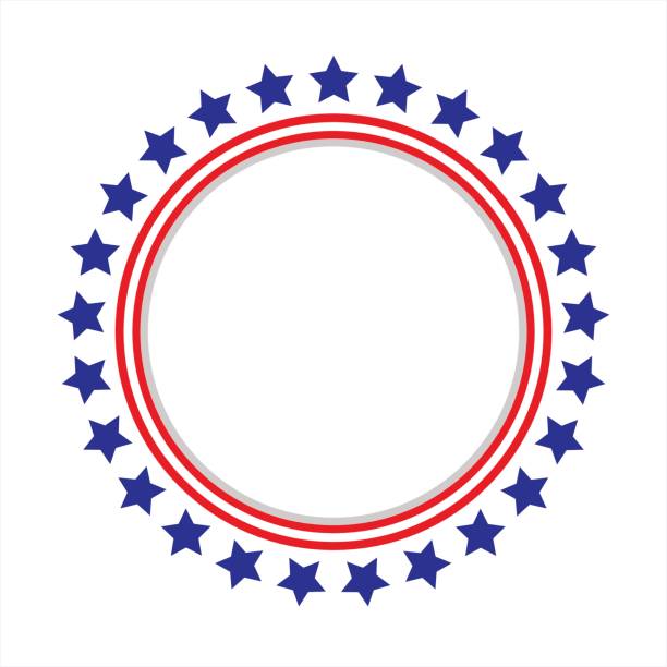 illustrazioni stock, clip art, cartoni animati e icone di tendenza di cornice rotonda bandiera degli stati uniti. - fourth of july patriotism american flag frame