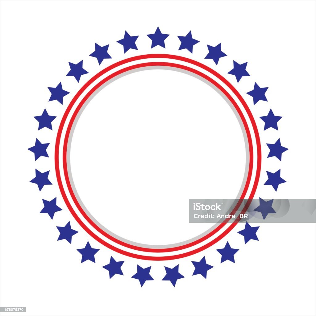 United States flag round frame. Round frame American flag stylized logo, symbol, emblem Circle stock vector