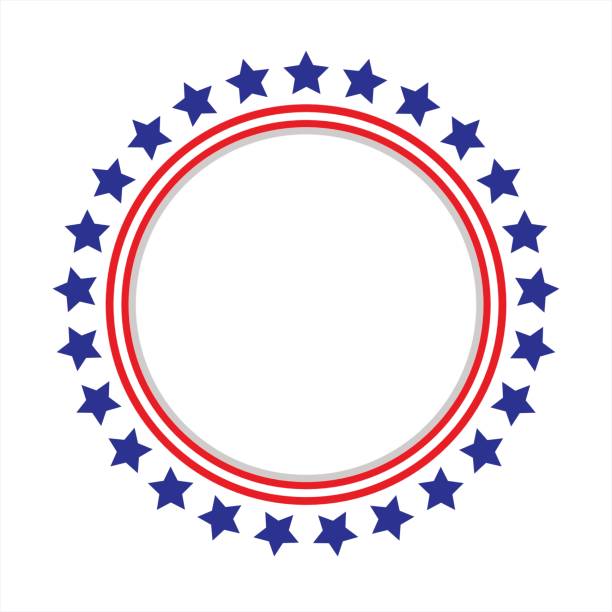 United States flag round frame. Round frame American flag stylized logo, symbol, emblem independence day holiday illustrations stock illustrations