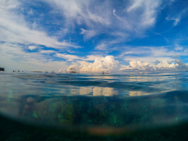 istock Marine landscape with transparent water and blue sky. 678078732
