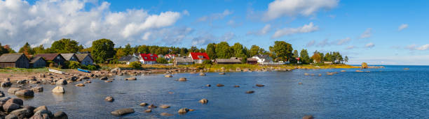 istock Panoramic view of Kasmu (captain's village), Estonia 678097150