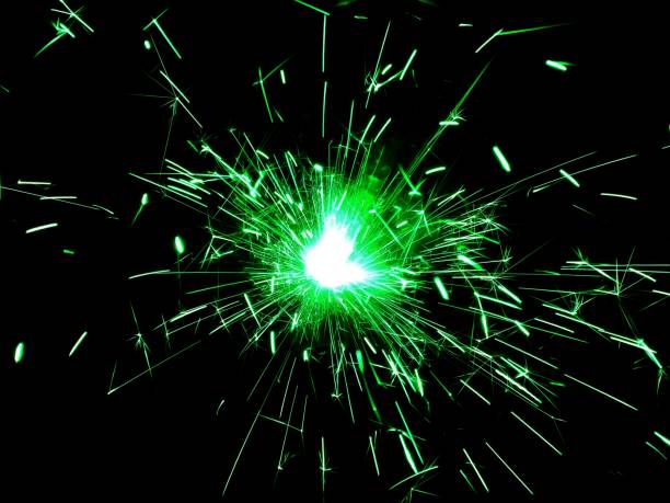 istock Bright sparklers on black background closeup 678134194