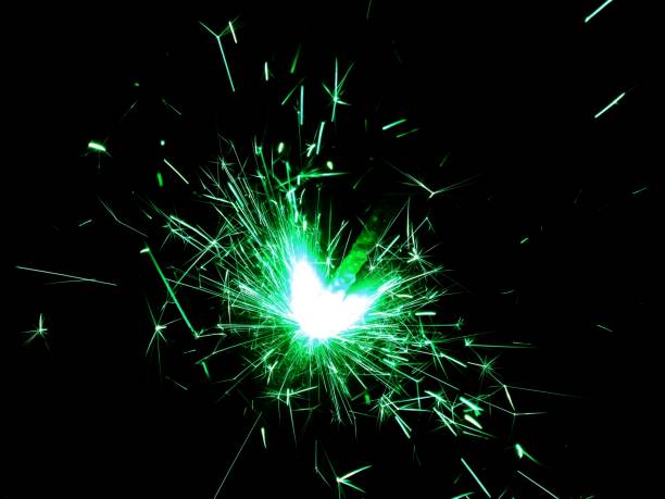 istock Bright sparklers on black background closeup 678134218
