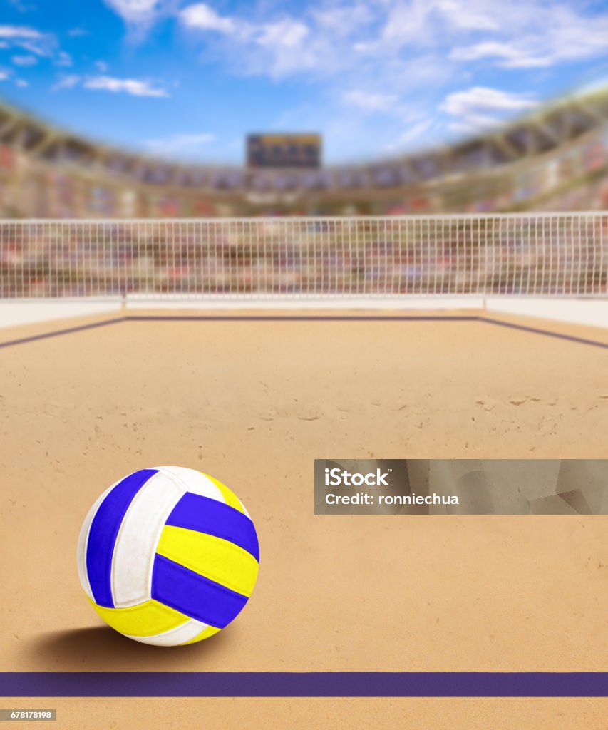 Sân Bóng Chuyền Bãi Biển Với Bóng Trên Cát Và Không Gian Sao Chép ...