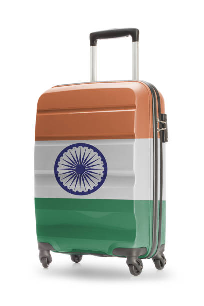 istock Suitcase with national flag on it - India 678178486