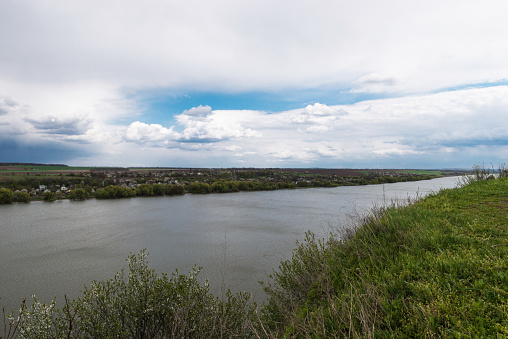 Beautiful view of the Dniester River near Hotyn