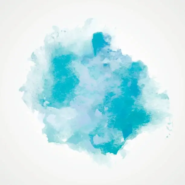 Vector illustration of Watercolor Splash with gradient effect. Bright colorful grunge blob. Fashion, beauty,  posters and banners graphic design. Soft Blue color.