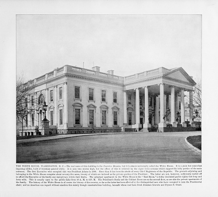 Antique American Photograph: The White House, Washington, D.C., United States, 1893: Original edition from my own archives. Copyright has expired on this artwork. Digitally restored.