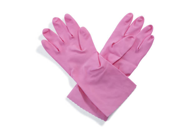 istock Overhead view of pink gloves 678217966