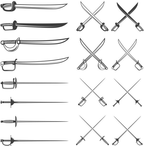 set of the swords isolated on white background. Design elements for  label, emblem, sign, brand mark. Vector illustration set of the swords isolated on white background. Design elements for label, emblem, sign, brand mark. Vector illustration Sword stock illustrations