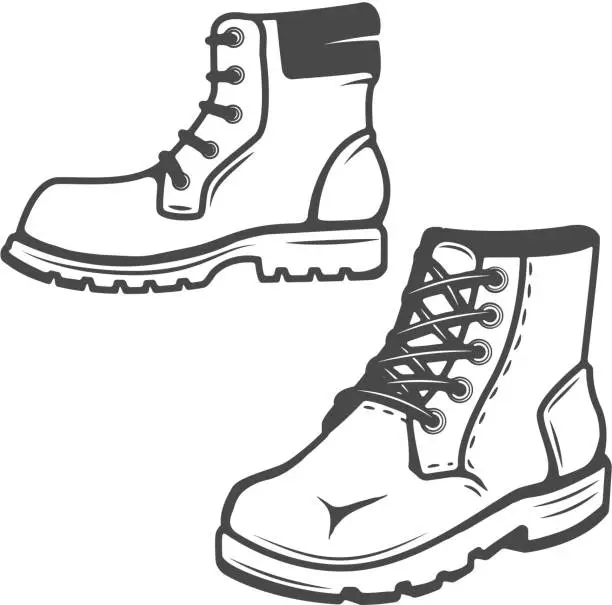 Vector illustration of set of the boots icons isolated on white background. Images for  label, emblem. Vector illustration.