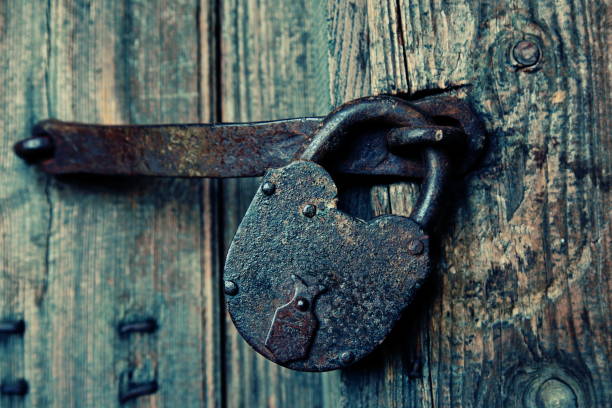istock An old wooden door with an old lock. 678270460