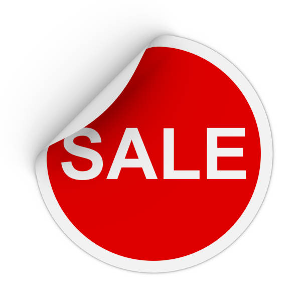 istock Sale Text Red Circle Sticker with Peeling Corner 3D Illustration 678288856