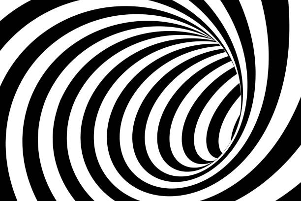 Black and White Swirling Lines Tunnel Abstract Background