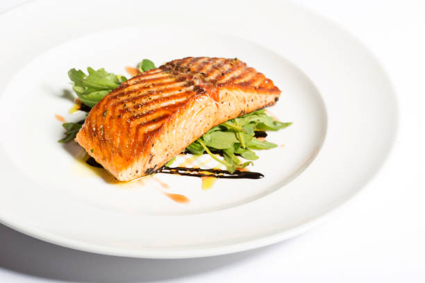 istock Baked salmon fillet dinner 678291412