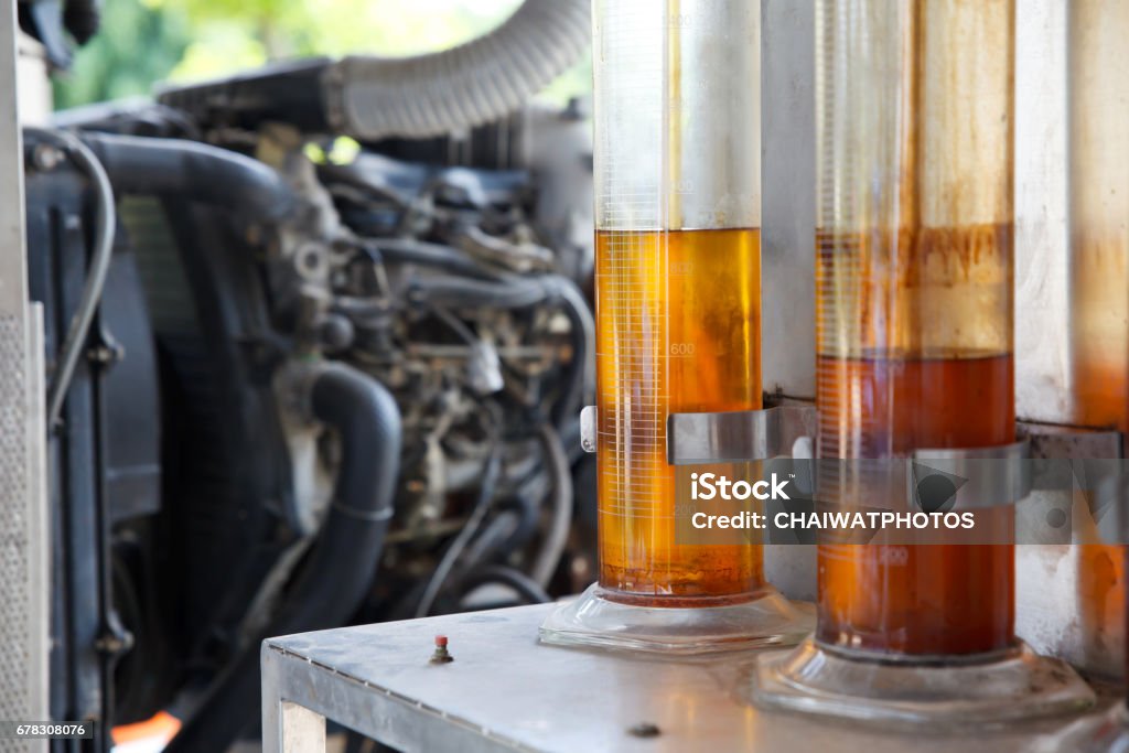 Oil palm biofuel biodiesel in tubes. Crude Oil Stock Photo