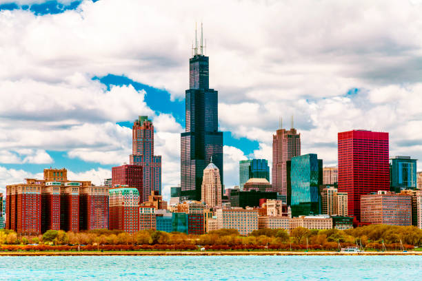 istock Chicago Skyline With Blue Clear Sky 678324040