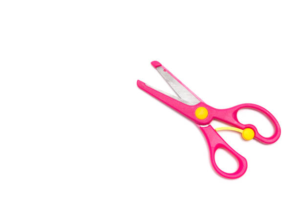 istock top view red handcraft scissors for children on a white background 678344246