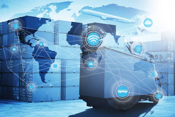 istock Map global logistics partnership connection of Container Cargo freight ship for Logistics Import Export background 678348902