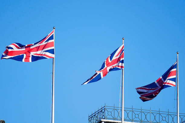 istock British & English national flag, London 678355978