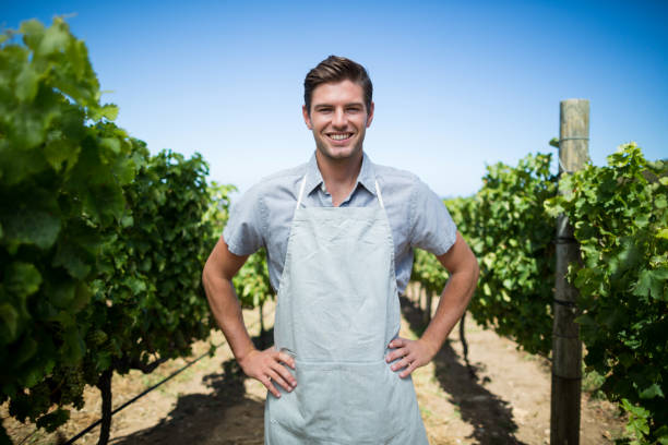 istock Portrait of farmer at vineyard 678365518