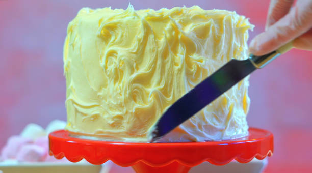 istock Preparing and decorating pink party cake. 678368132