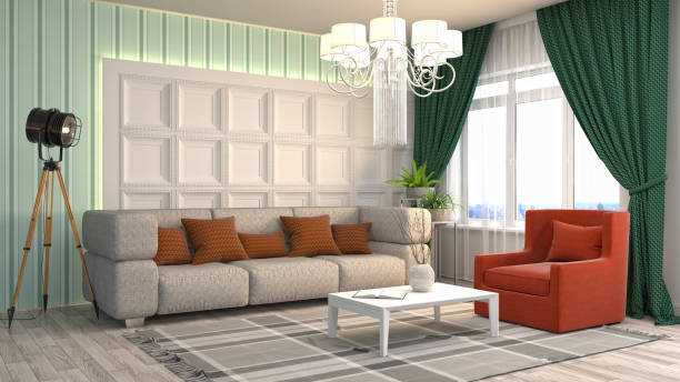 istock Interior living room. 3d illustration 678405344