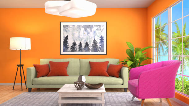 istock Interior living room. 3d illustration 678405372