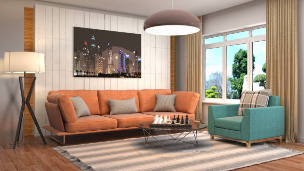 istock Interior living room. 3d illustration 678405376