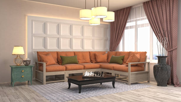 istock Interior living room. 3d illustration 678405378