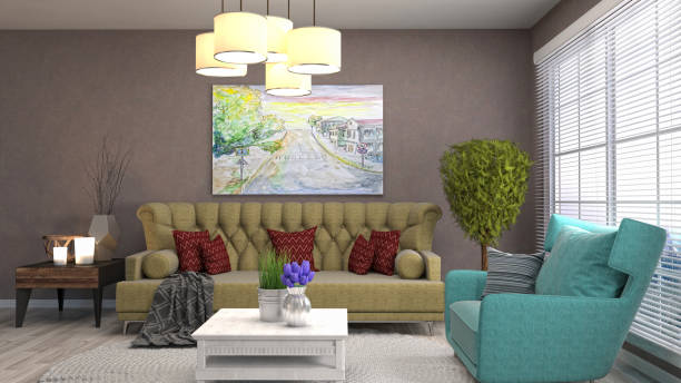 istock Interior living room. 3d illustration 678405506