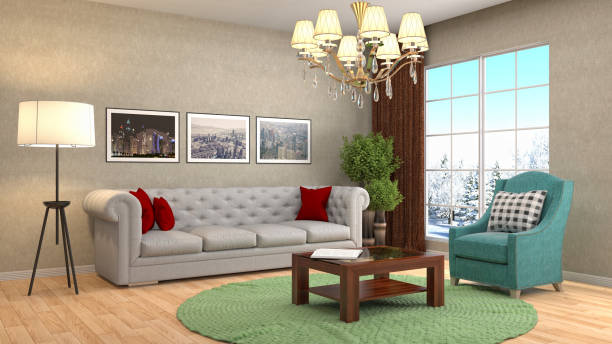 istock Interior living room. 3d illustration 678405592