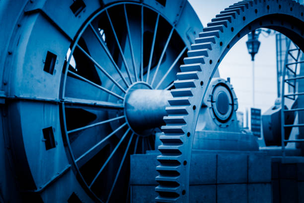 exterior view of machine with valve and gear,closeup.