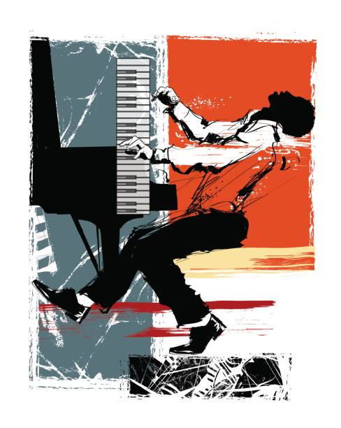 Jazz pianist on a grunge background Jazz pianist on a grunge background - vector illustration jazz art stock illustrations