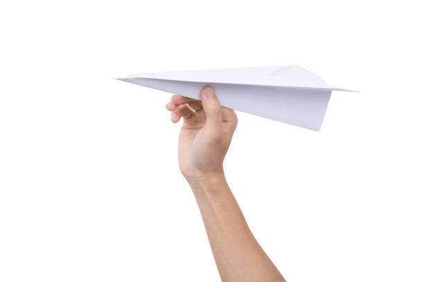 istock Hand holding paper plane isolated on white background. concept new innovation and new creativity. 678420918
