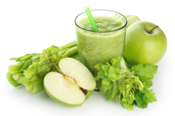 istock Detox smoothie with celery and apple on a white background. 678447770
