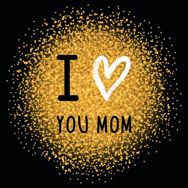 Vector I Love You Mom Phrase With A Hand Drawn Heart On The Glitter  Background Stock Illustration - Download Image Now - iStock