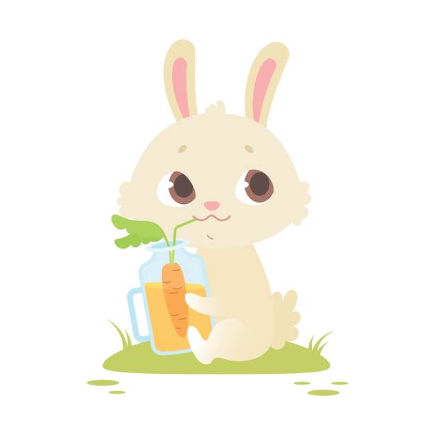 ilustraciones, imágenes clip art, dibujos animados e iconos de stock de conejito lindo bebé sentada en un pasto verde - easter rabbit baby rabbit mascot