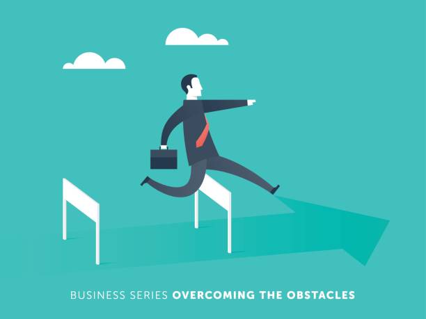przeszkody biznesowe - hurdling hurdle competition endurance stock illustrations