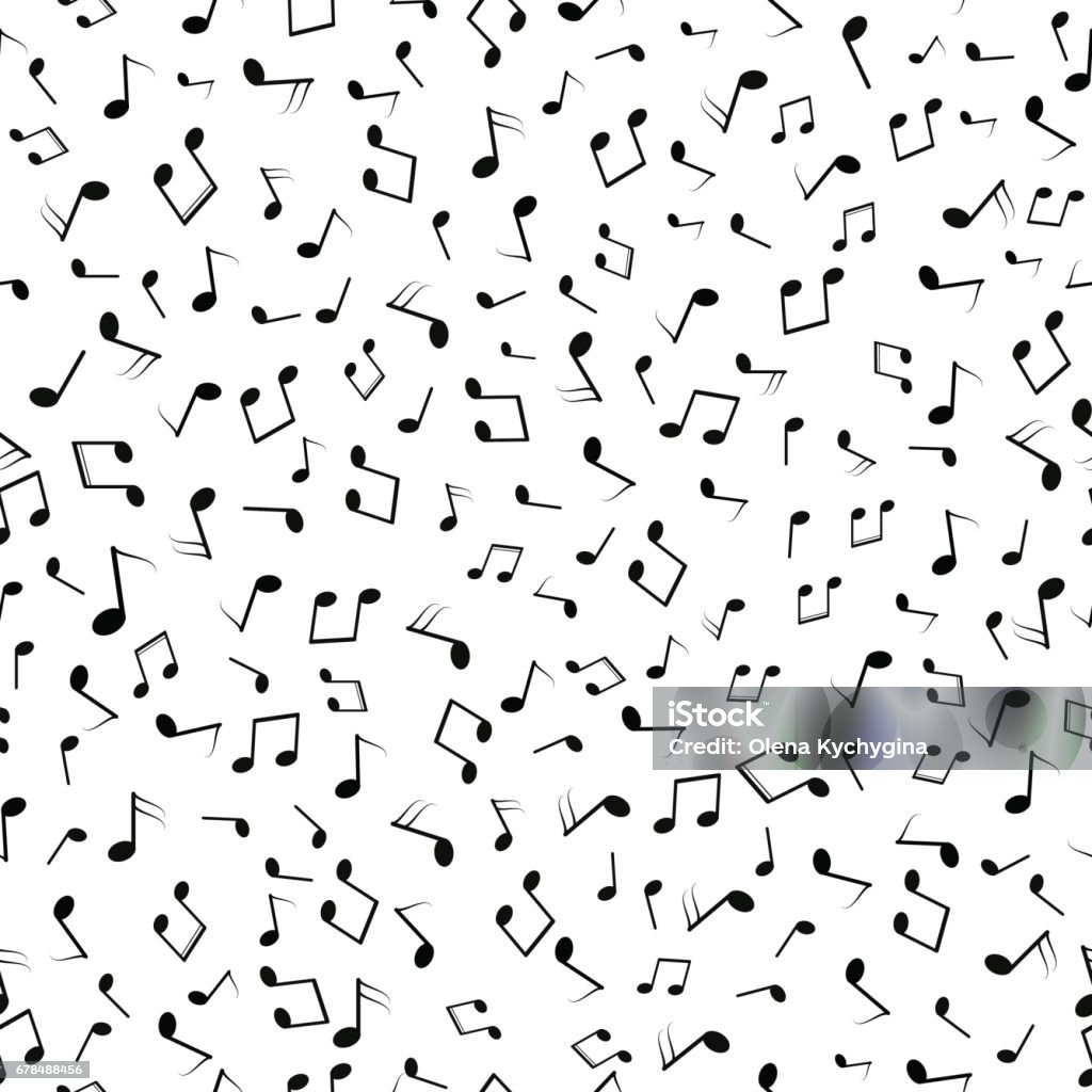 Seamless Pattern Musical Notes Black And White Vector Pattern Stock ...