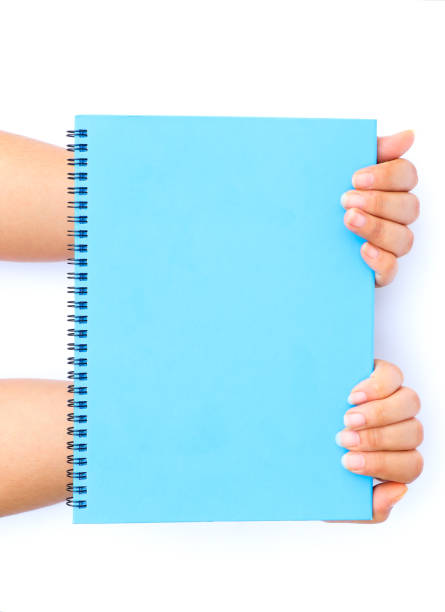 istock Woman hand holding blue blank paper 678502196