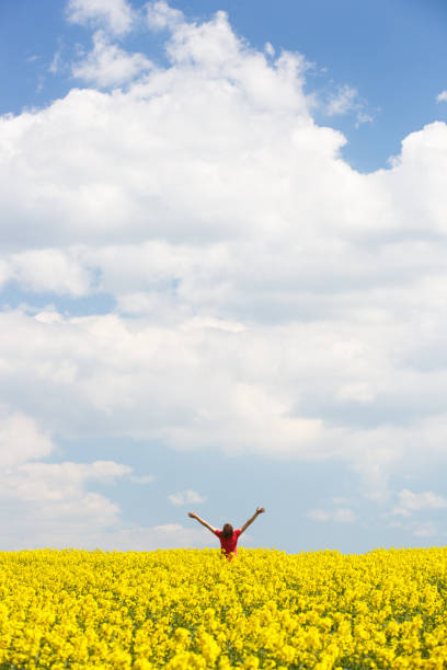 istock Woman with arms raised high, enjoying freedom 678507116