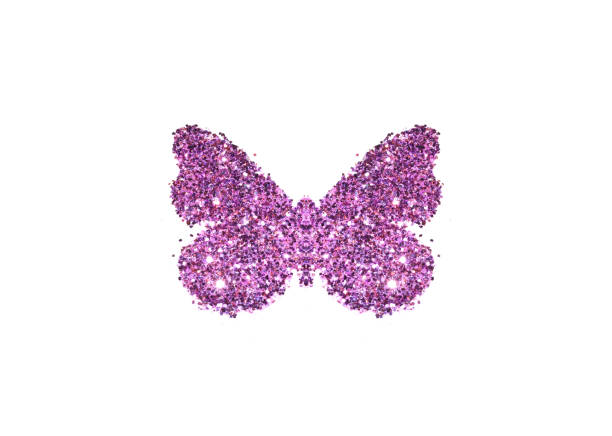 istock Butterfly of purple glitter on white background 678507194