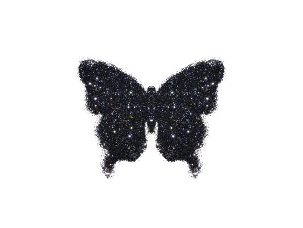istock Butterfly of black glitter on white background 678507212