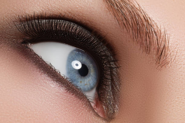 istock Shot of woman's beautiful eye with extremely long eyelashes 678507540